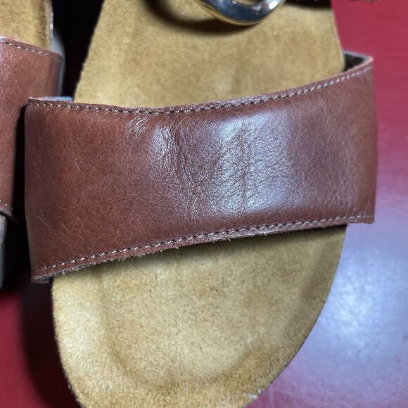 Naot Leather Slide Sandals Womens EU 36 US 5.5 Brown Chain Israel Comfort - Picture 10 of 13